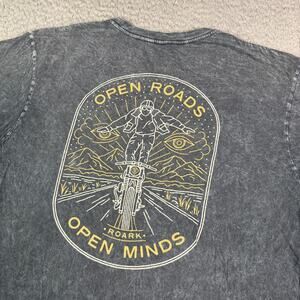 Roark Shirt Mens Large Gray Dyed Premium Motorcycle Open Roads Minds Graphic